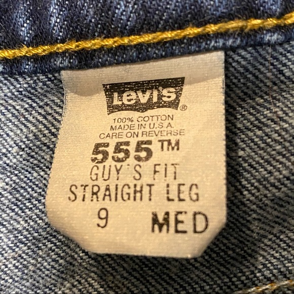 Levi 555 Dark Wash Distressed Denim Cutoffs - Picture 9 of 10